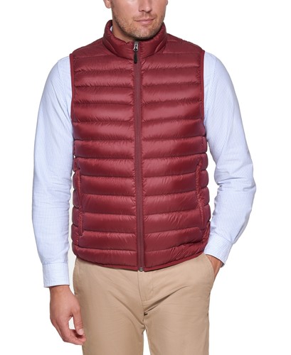 Club Room Herren Regular Fit gefütterte Jacke Weste Large rot einfarbig verstaubar