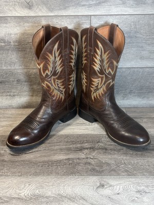 Ariat Heritage Western Round Toe Boots Mens 9.5 EE Wide Brown Leather 10010921