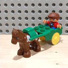 LEGO Duplo Ponykutsche Kutsche grün Kind und Pony für Ponyhof Bauernhof
