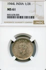 1944 British India Half Rupee — photo from another recent sale