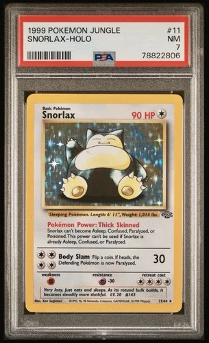 1999 POKEMON JUNGLE SNORLAX-HOLO #11 PSA 7 NM