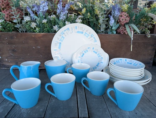 Vintage MCM Royal China "Blue Heaven" Miscellaneous Dinnerware Set