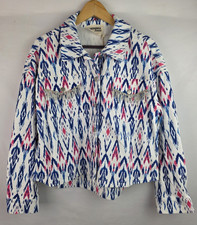 Savanna Jane Women's Jacket Size Large White Western Rhinestone Fringe Cropped
