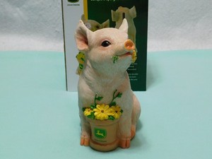 John Deere Piglet 7" Tall Polyresin Savings Bank W/Original Box