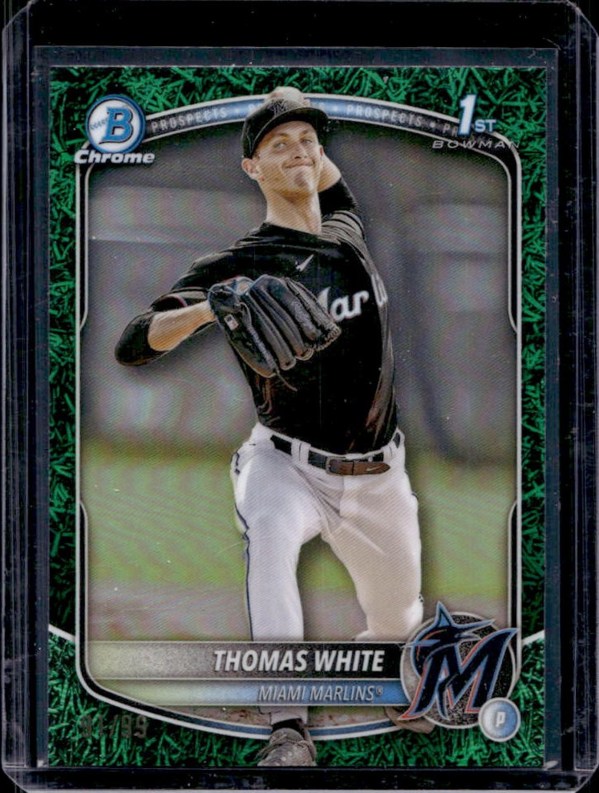 2025 Bowman Thomas White Chrome Green Grass Refractor 1st Prospect #/99 Marlins