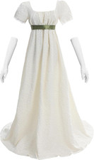 CR ROLECOS Regency Dresses for Women 1800S Empire Waist Dress Victorian Ball Gow