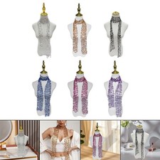Women's Sequin Scarf Long Thin Neck Tie Chain