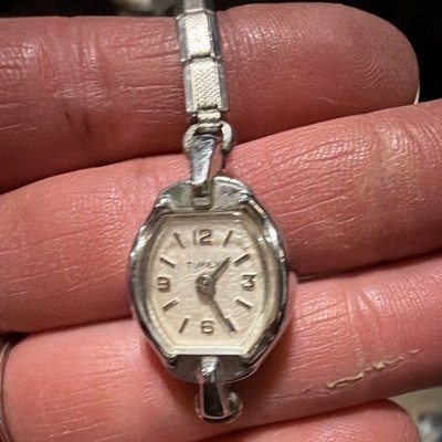 Timex Women's Mechanical Manual Wind Analog Watch White Dial 17J SS Bracelet