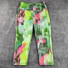 Athleta Wailea Chaturanga Tight Crop Leggings Womens Small Green Pink Paradise
