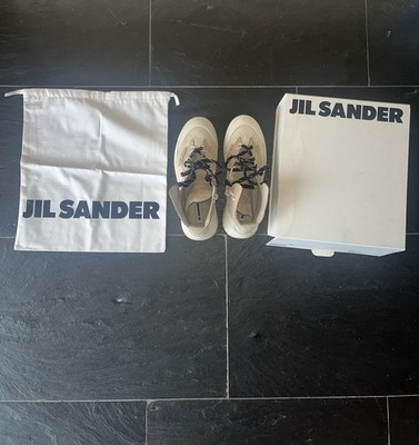 Jil Sander Herren Stiefel Größe 44 Weiß/Hellbraun Leder Wie Neu kaum Mängeln