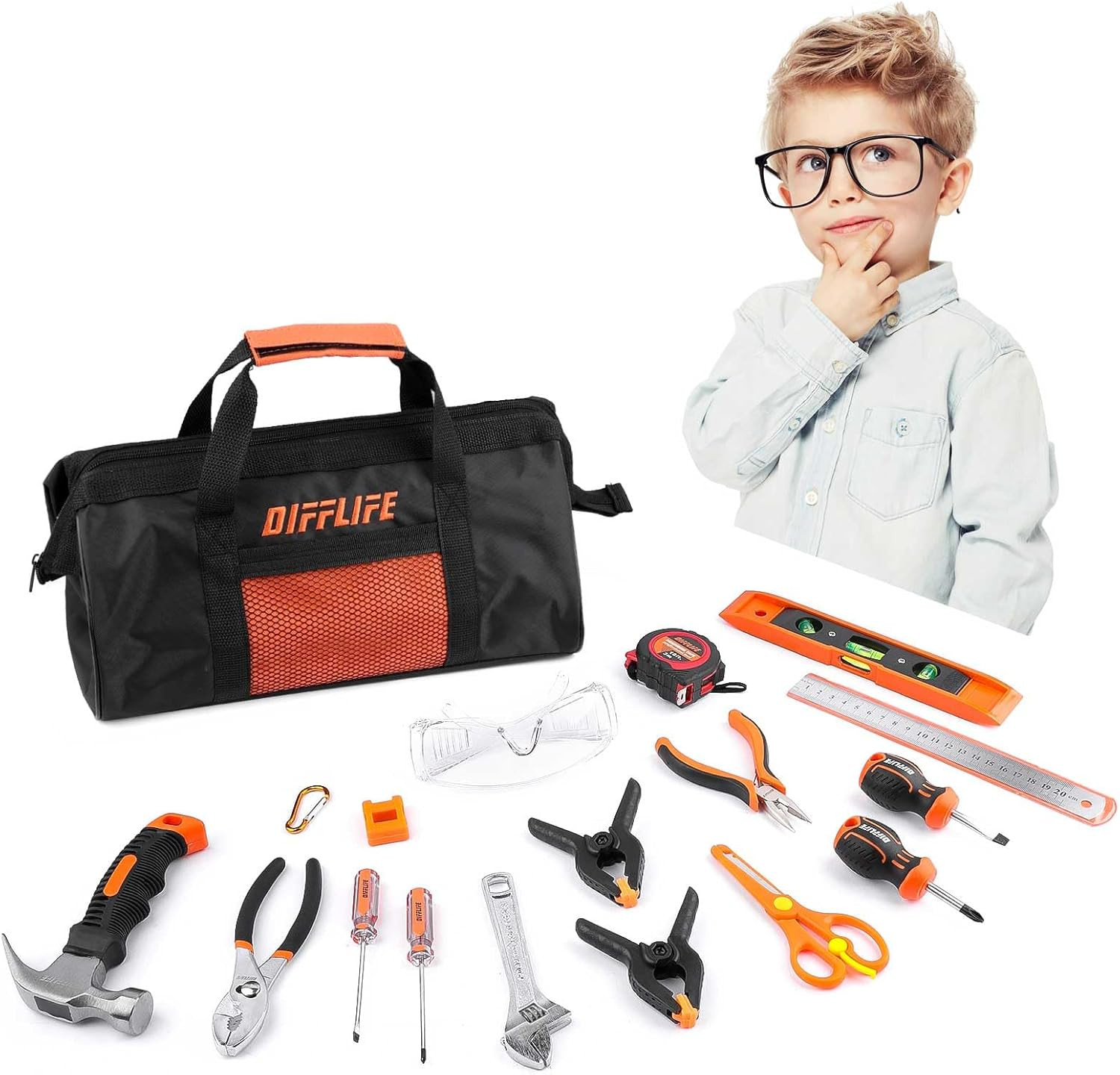 Idee Regalo: Set Attrezzi Bambini 18 Pezzi | Kit Lavoro con Zaino