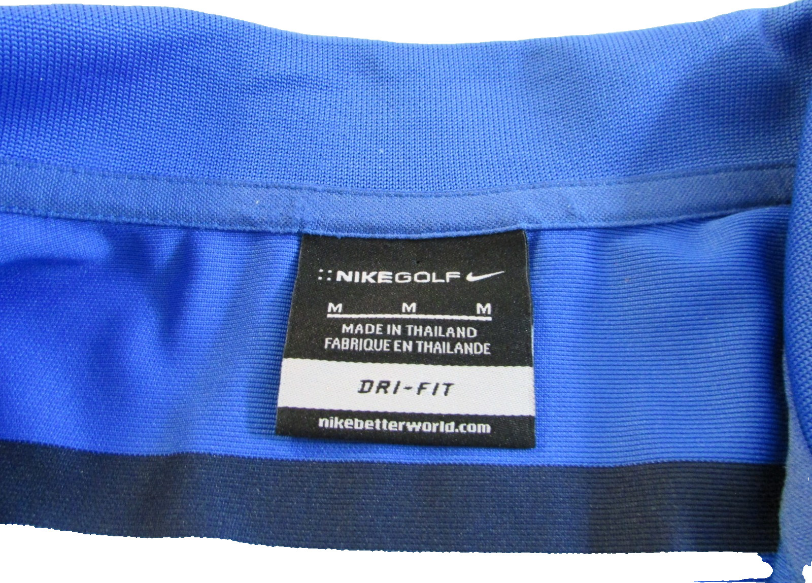 Nike Blue Striped Dri-Fit Golf Polo Shirt Medium
