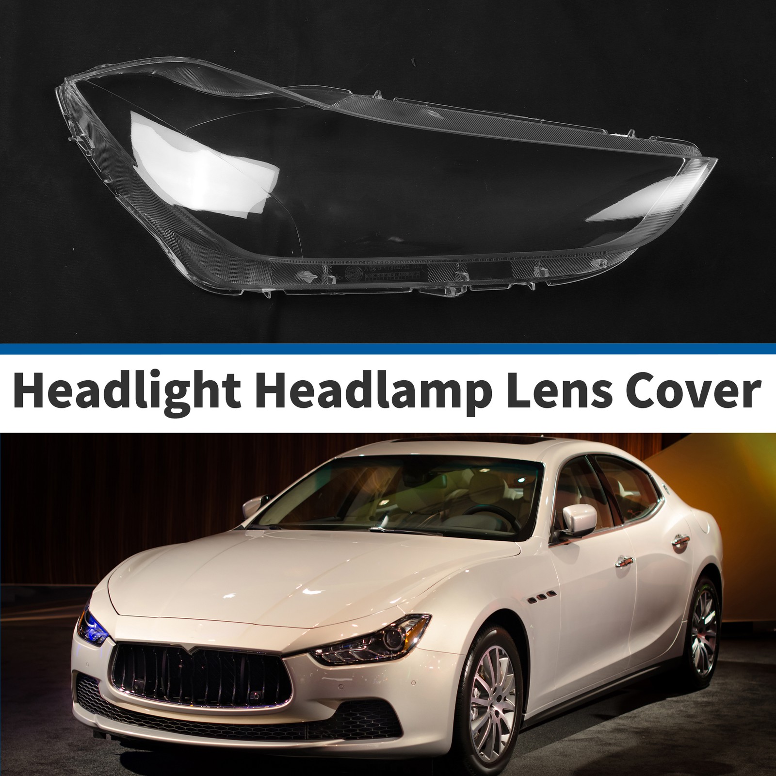 1Pc Car Front Right Headlight Lens Cover for Maserati Ghibli 14-18 Clear