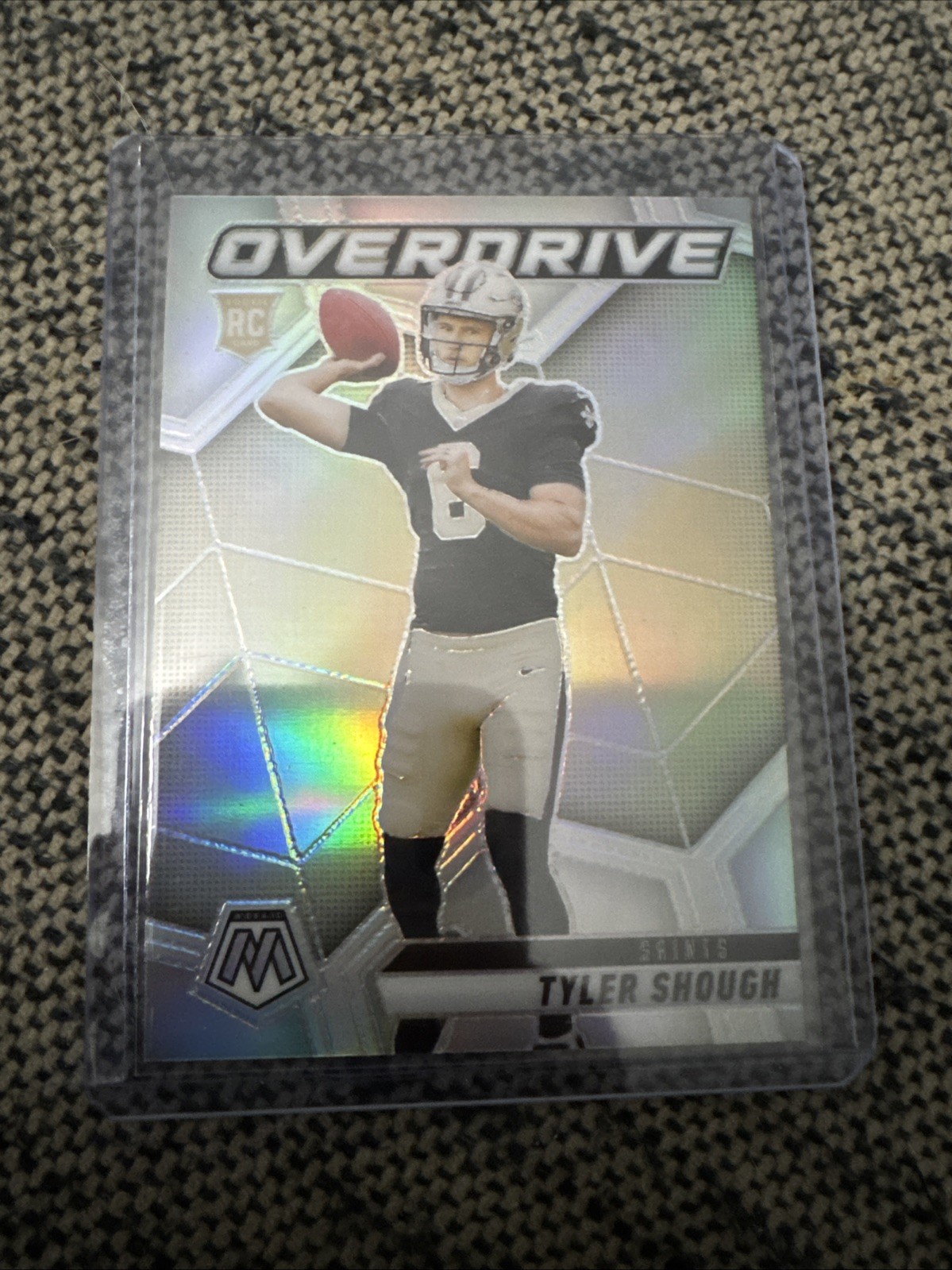2025 Panini Mosaic Tyler Shough Overdrive SILVER PRIZM RC #3 NOLA SAINTS