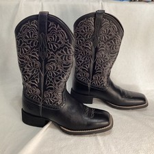 Ariat Womens round Up RemudaBlack Leather Square Toe Western Cowboy Boots Size 7
