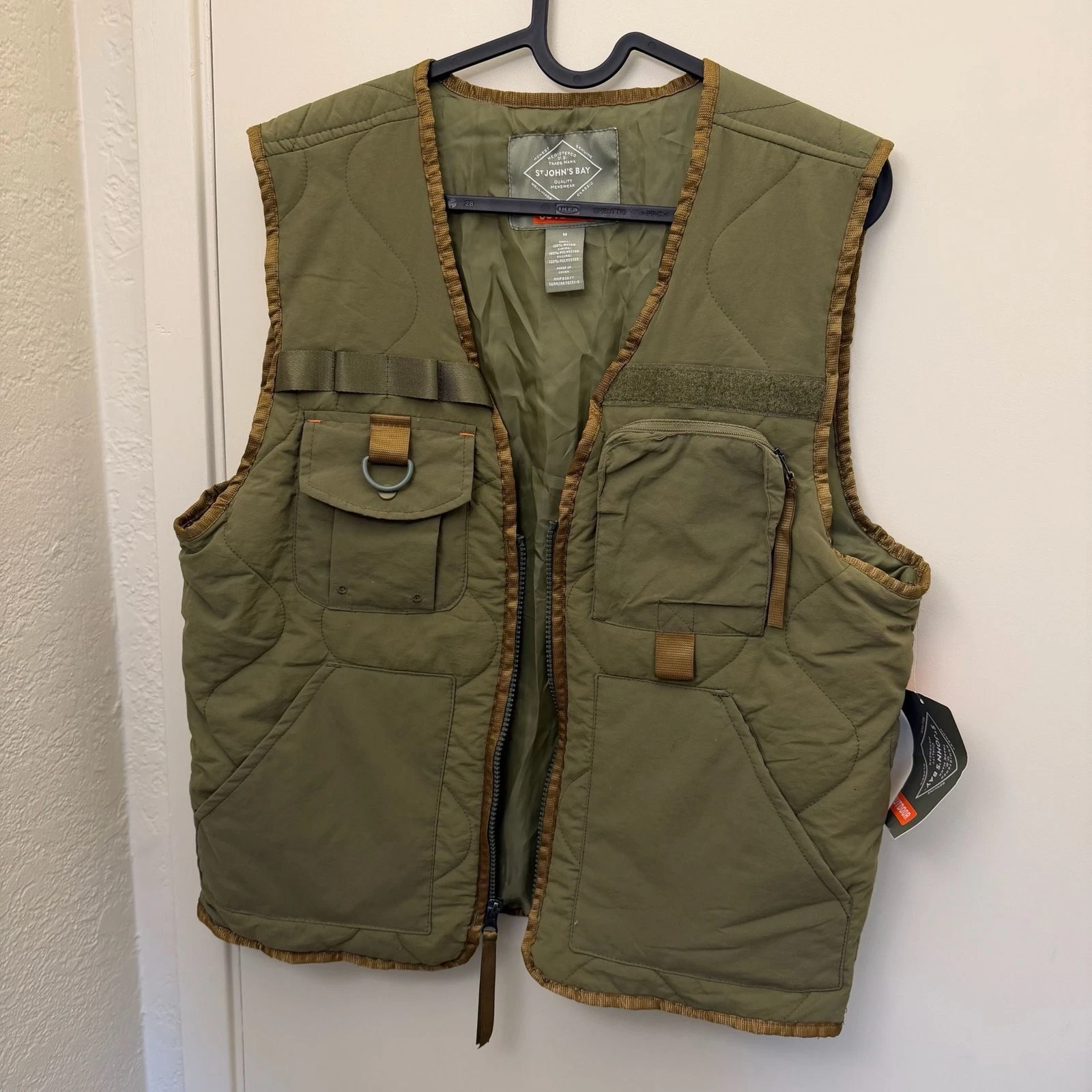 St. John's Bay Outdoor Olive Quilted Utility women Fishing Vest Medium
