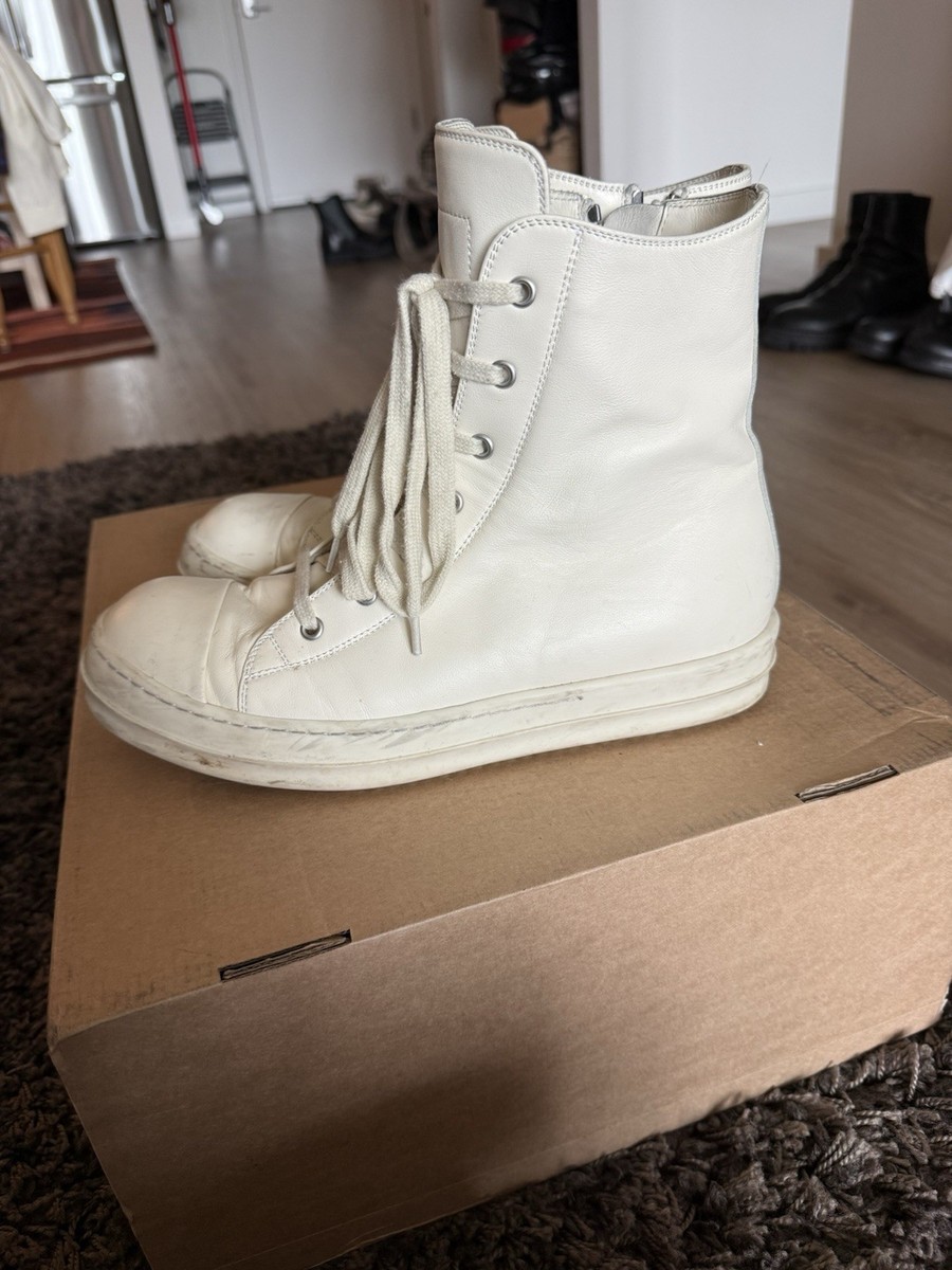 RICK OWENS Mainline Ramones High Milk White Leather sz 41 | eBay