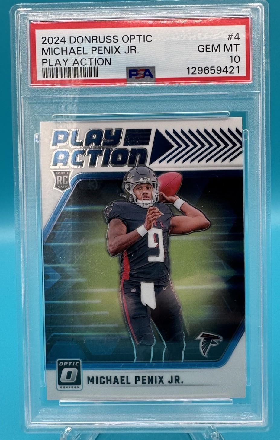 Panini 2024 Donruss Optic Michael Penix Jr. - Falcons - Play Action #4 PSA 10 RC