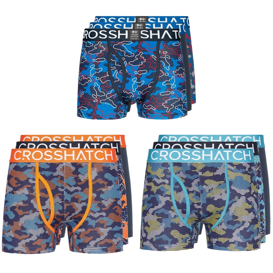 Mens Crosshatch 3 Pack Linamo Stretch Boxer Shorts Open Fly Underwear Set