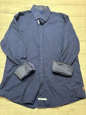 English Laundry Dress Shirt Mens 17 XL Blue Solid Stretch Cotton Long Sleeve