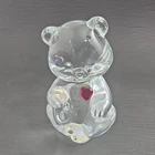Fenton Clear Art Glass Bear Figurine Garnet Heart