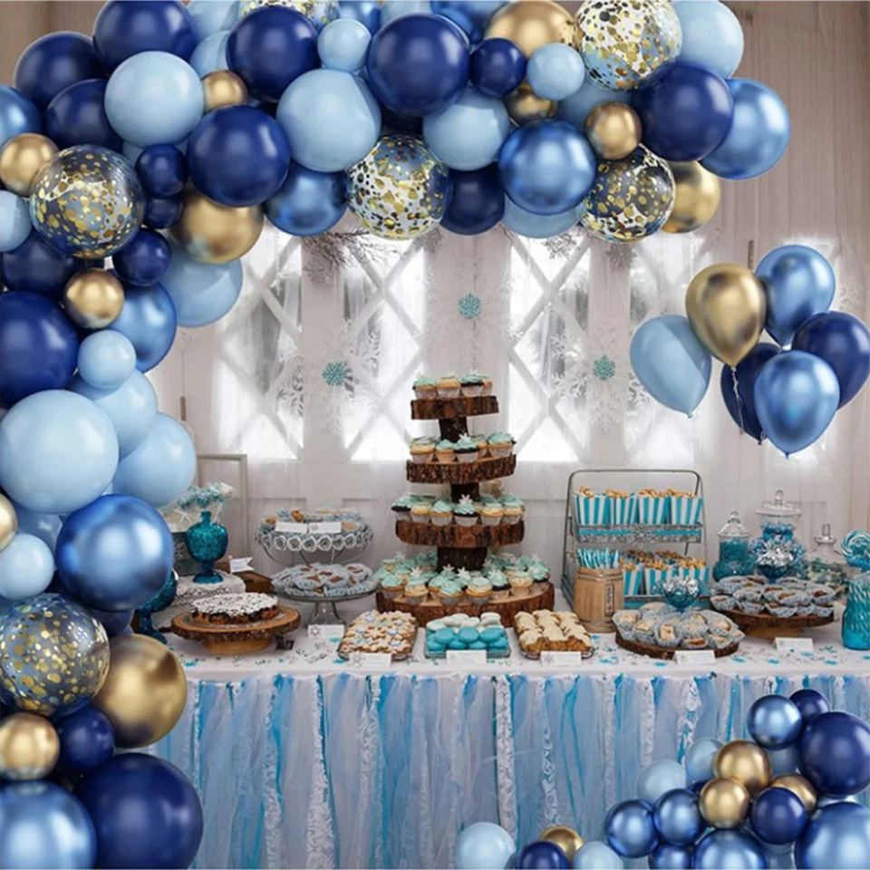 Kit de arco guirnalda globos metálicos azules boda cumpleaños fiesta decoración niños Foto 3 de 4