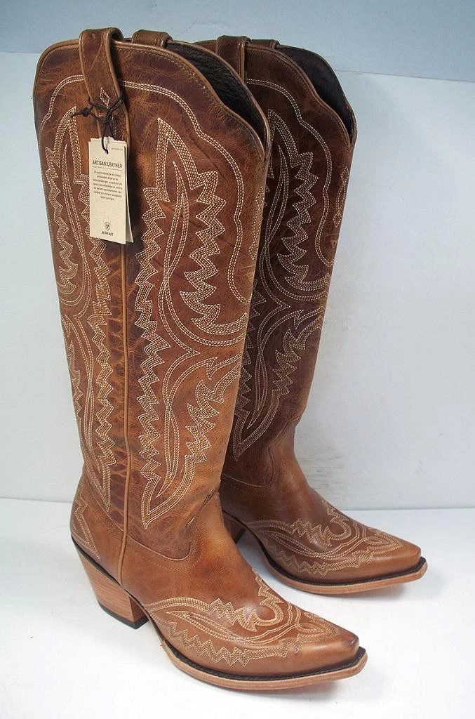 Bottes Cowboy Ariat Bout Pointu Cuir Marron Taille 9,5B Femme - Occasion Très Bon état