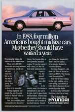 1989 Hyundai Sonata Vintage Print Ad Should Have Waited First Car Man Cave Art
