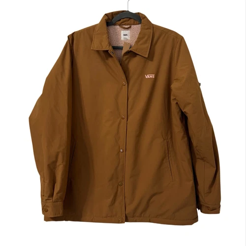 Giacca VANS Sherpa foderata MTE Coaches donna XL marrone $110 snap longline nuova con etichette