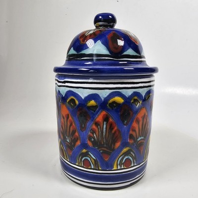 Santo (S.) Stefano di Camastra Lidded Trinket Dish Box Jar Red Used 3x2in VG