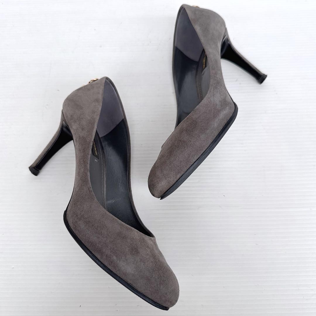 Louis Vuitton Shoes Pumps Heel EU 36.5 US 6.5 Suede Leather Greige Authentic thumbnail 5