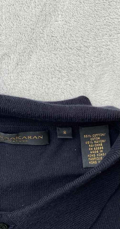 Polo para hombre Donna Karan etiqueta negra pequeño mezcla de algodón negro informal preppy Foto 3 de 4