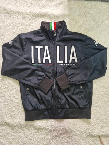 Vintage KAPPA Italia 1969 Track Jacket Mens L Black Full Zip Bomber Style
