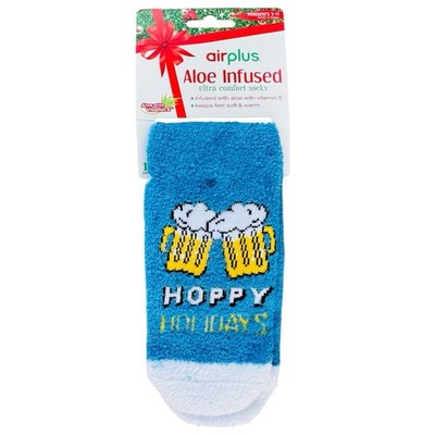 Airplus Aloe Infused Womens Blue Ultra Moisturizing Socks Hoppy Holidays 5-11