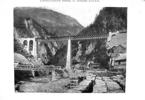 Old 1882 Engineering Photograph Karstellenbach Bridge St. Gothard Rai Victorian