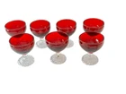 Vintage Anchor Hocking Ruby Red Bubble Footed Sherbert Champaigne Glasses Set 7