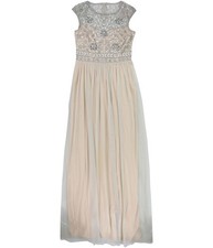 Adrianna Papell Womens Embellished Gown Dress, beige, 4