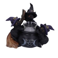 Familiar Cauldron Black Cat Candle Holder 12.5Cm NEW
