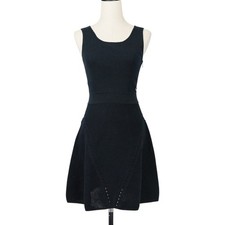CHANEL Rib Knit Sleeveless Dress P51180K06566 Size 34 Black Women USED