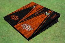 Oklahoma State University Alternating Wood Look Triangle Cornhole Boards