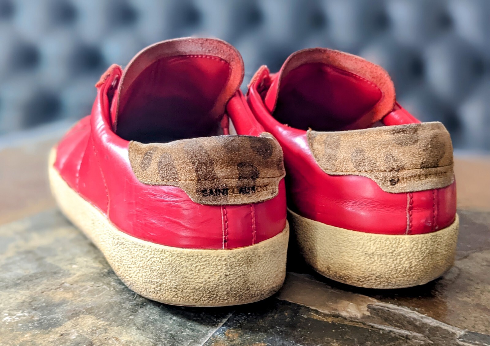 Saint Laurent Paris SL 06 top basso in pelle rossa corte taglia classica EU 42 5 US 9 5