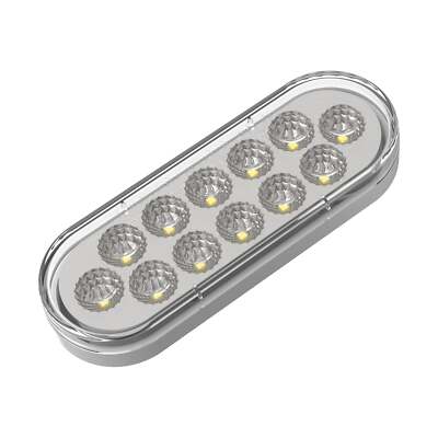 Fortpro 6  Oval Dual Function Multivoltage LED Lights - Red & Ambar LED/Clear Le