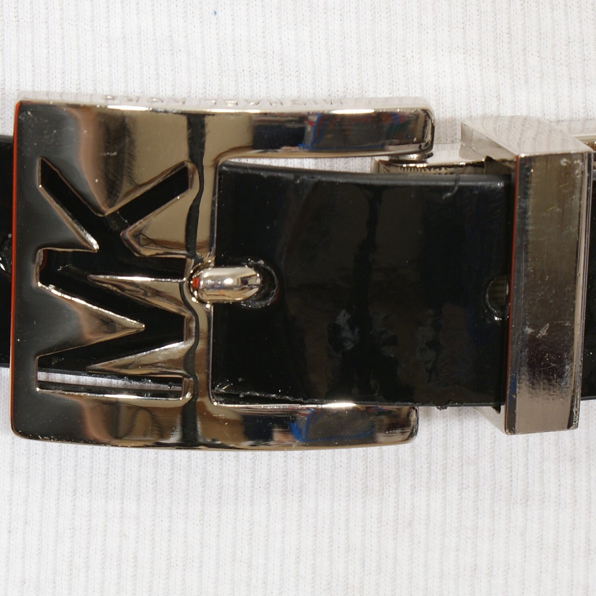 MICHAEL KORS Black White Pebbled Logo Patent Leather  display picture 2