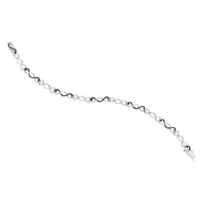 L U DIAMANTEN Silber Schwarz Diamant Infinity Armband 1/4