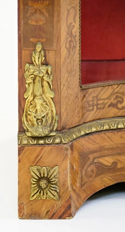 Antiguo gabinete, en corniere, metal dorado, ¡marquetería montada estilo francés!! Foto 4 de 4