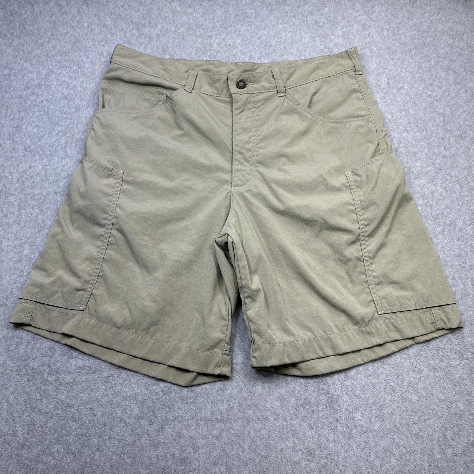 Patagonia Quandary Shorts Men 36 Beige Khaki Pockets Nylon Hiking Tech 34x9