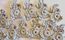 25 CONIGLIETTI Pasqua 4 CM UNCINETTO/CROCHET CON PERLE OTTIMO COTONE BOMBONIERE