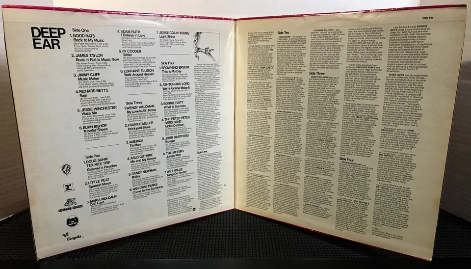 DEEP EAR 2 LP WARNER BROS PRO 591 1974 Comp JAMES TAYLOR BONNIE RAITT METERS Foto 4 de 4