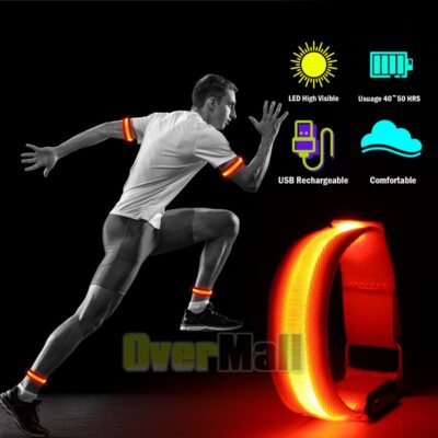 RECHARGEABLE LED ARM BAND ankle Flash Light Safety Running Bike Jog Walk armband