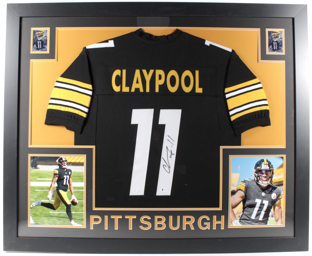 Chase Claypool Signed Steelers 35x43 Framed Jersey (Beckett COA